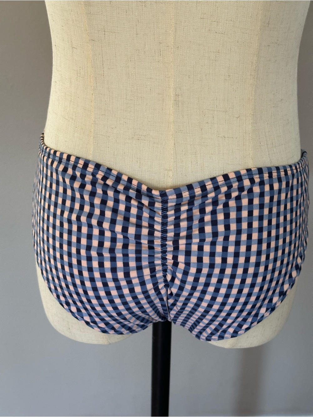 Xhilaration Navy and White Gingham Bikini with Scallop Trim - Picture 7 of 11